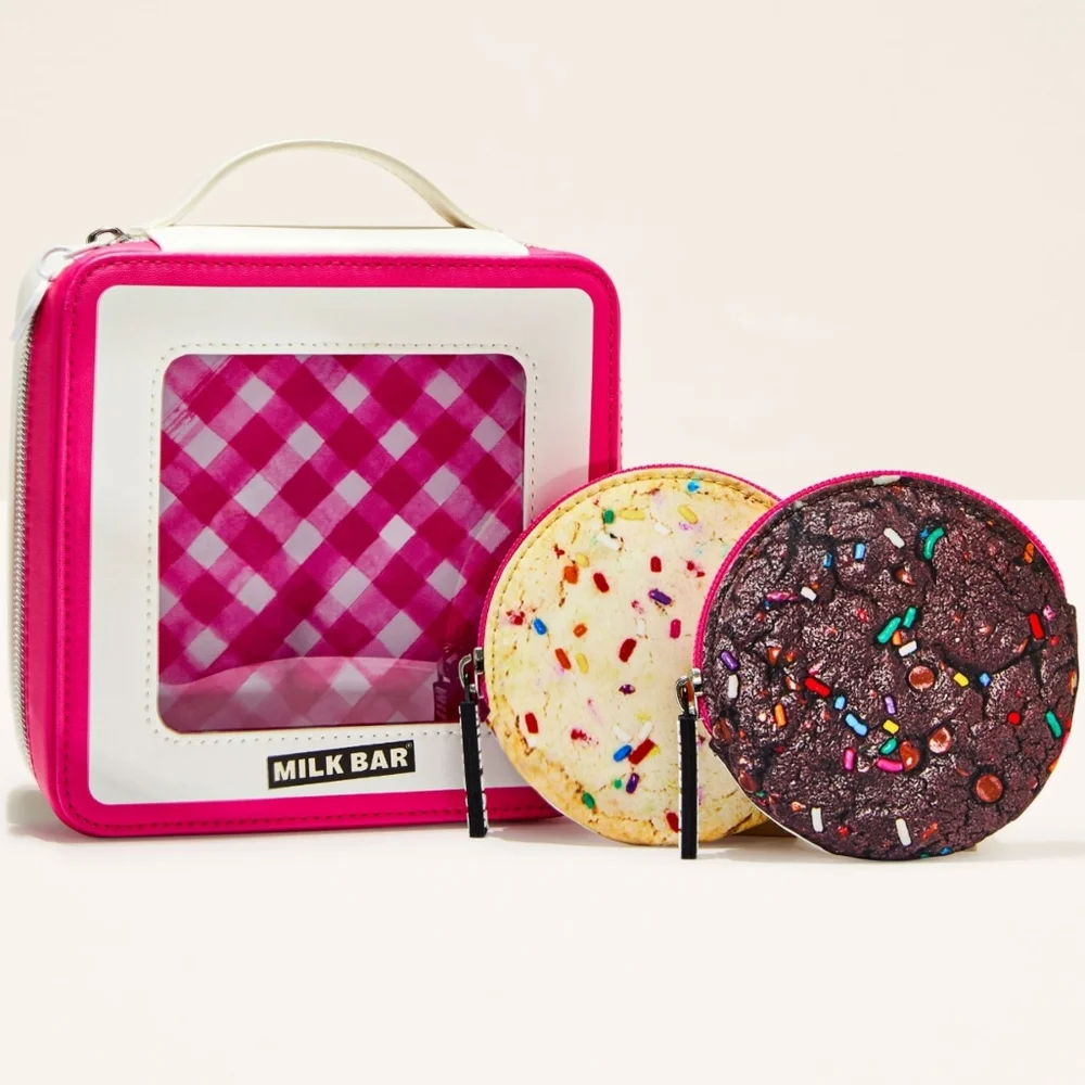 Bath Body Works Milk Bar Cookies 3 Piece Whimsical Cosmetic Bag Set New RARE